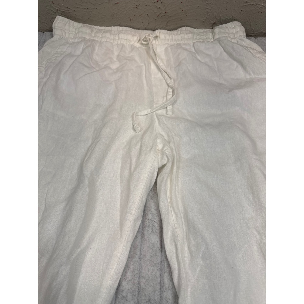Old Navy White Linen Blend Drawstring Pants Womens Large Relaxed Summer Trousers